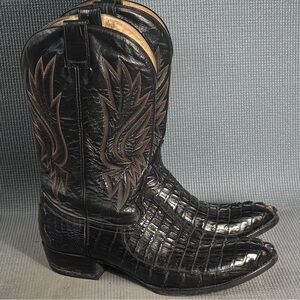 David Eden Men’s Handmade Alligator Cowboy Western Boots Black 1022 Size 13